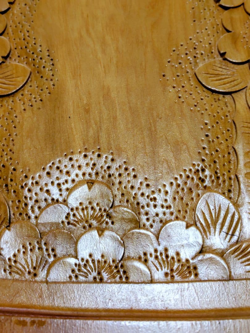 軽井沢彫木製フローラルデザイントレイ