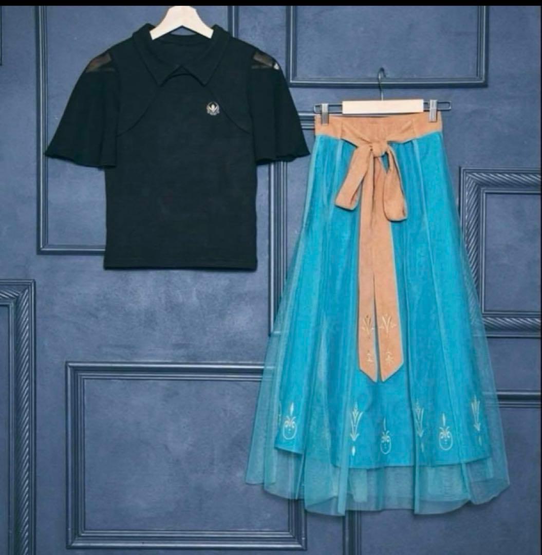 しまむら　ちはるさん　アナ雪　エルサ　トップス・スカートセット Mサイズ