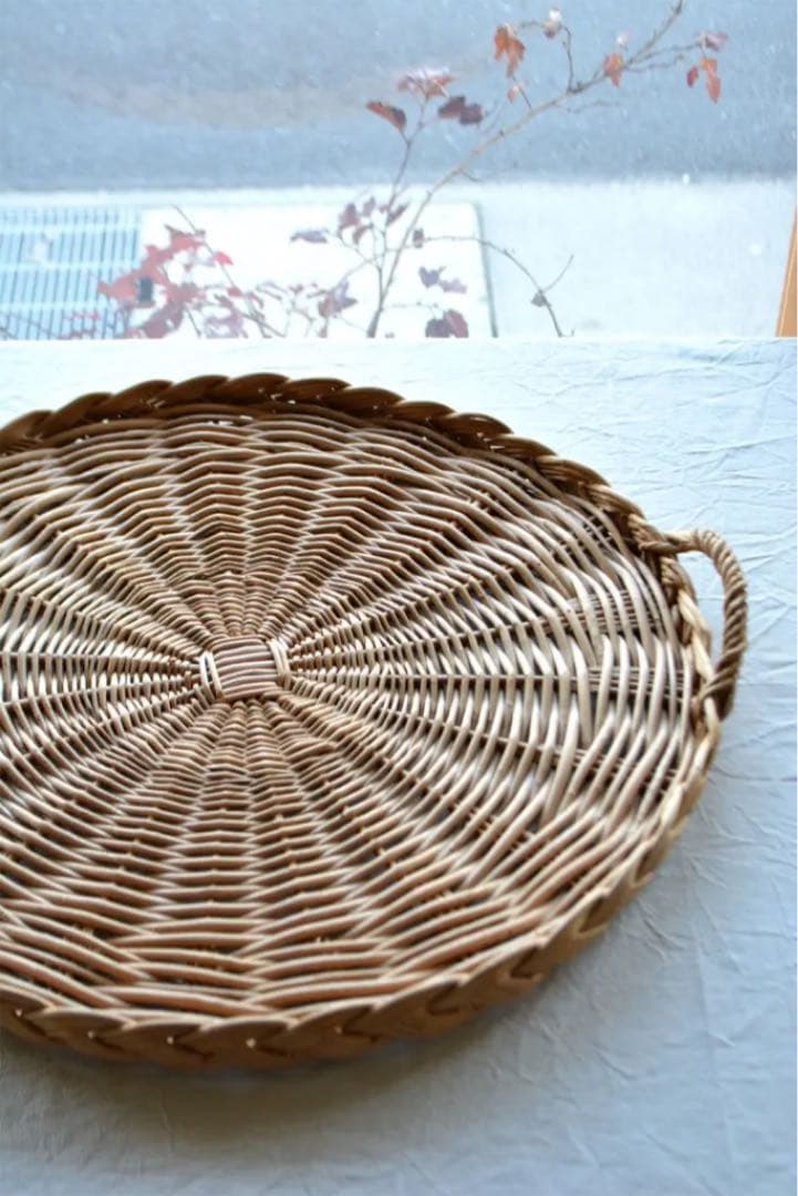 ビッグサイズ  籐  ラウンド  トレイ  ts76