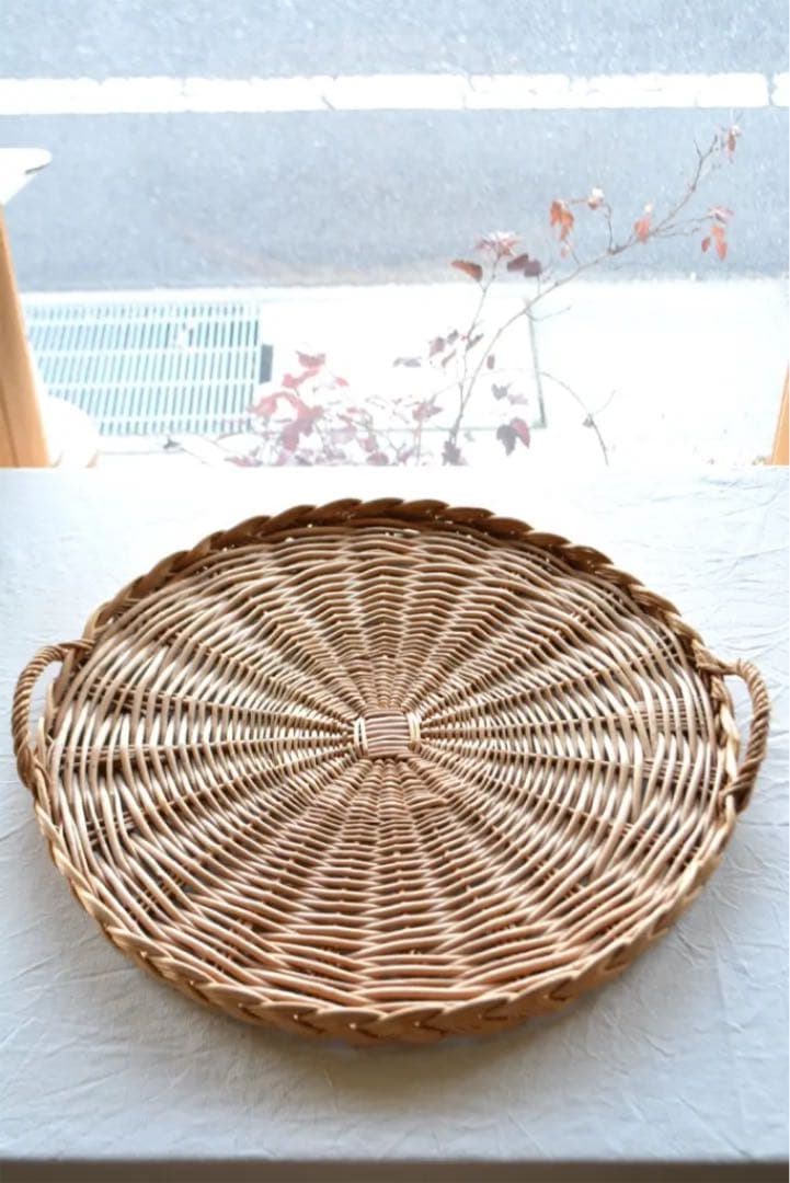 ビッグサイズ  籐  ラウンド  トレイ  ts76