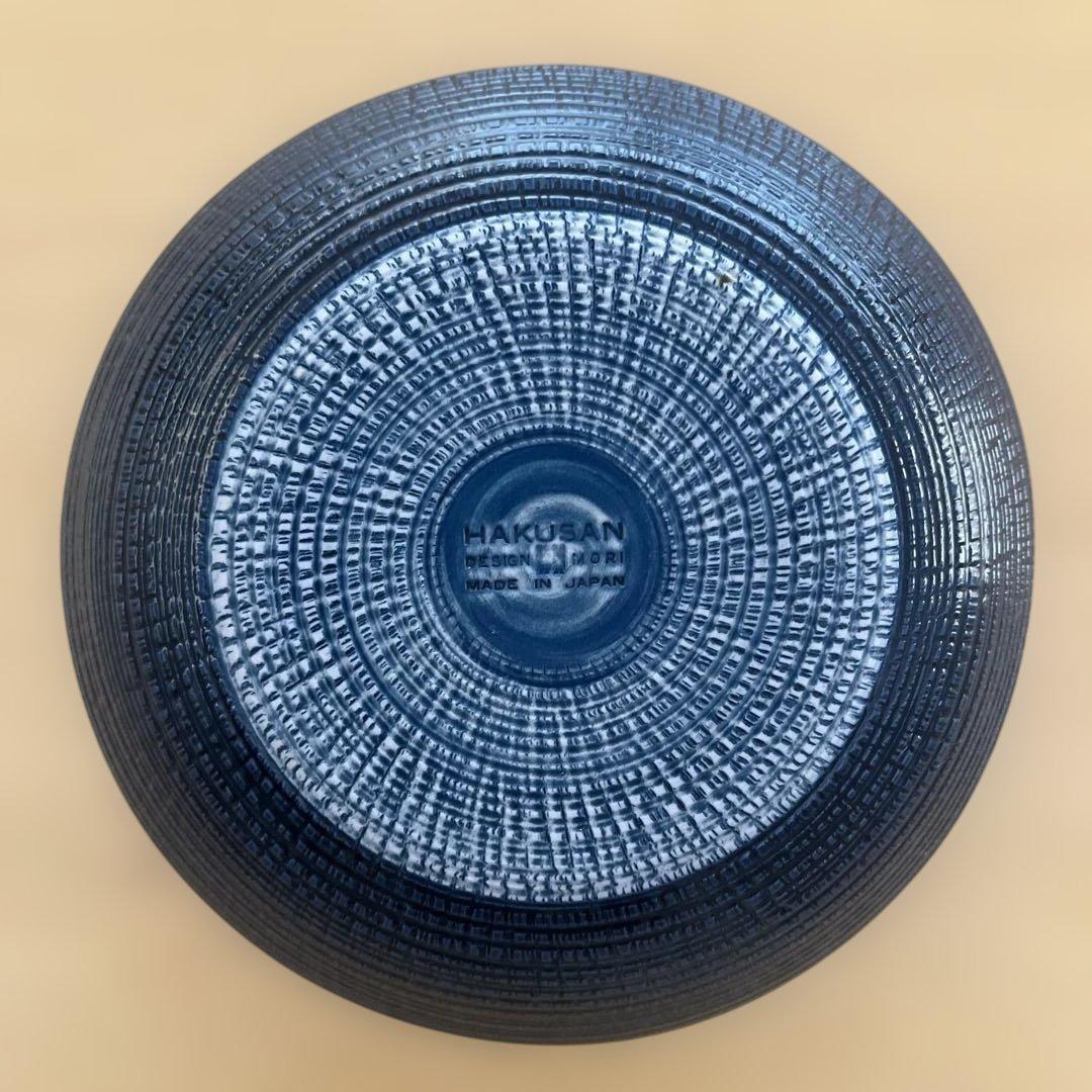 白山陶器　うず潮　取皿　16㎝　朱色　黄色　群青