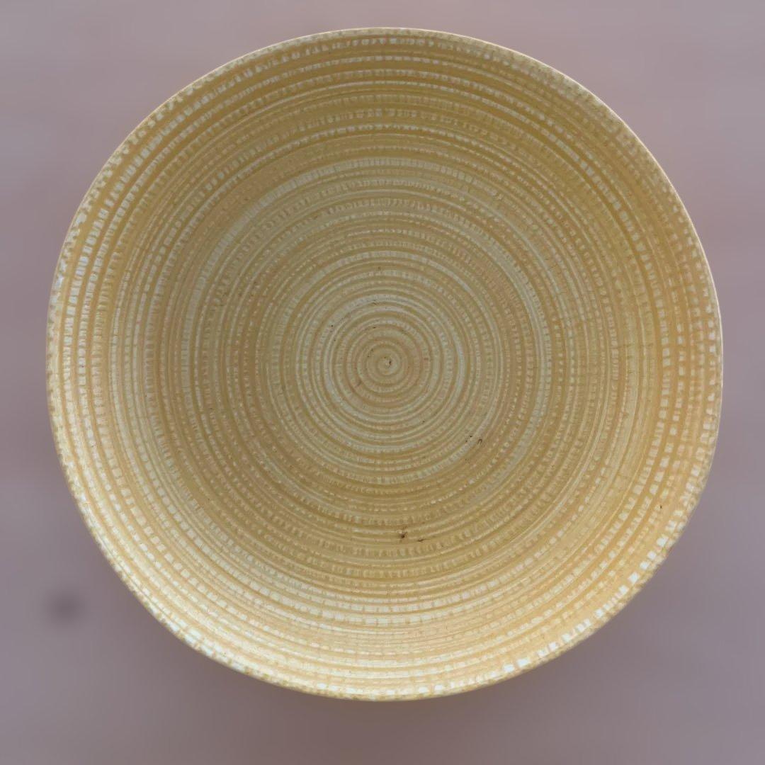 白山陶器　うず潮　取皿　16㎝　朱色　黄色　群青