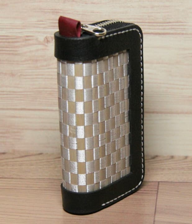 ラウンドファスナーキーケース　～　竹入物語　～　　本革　竹使用