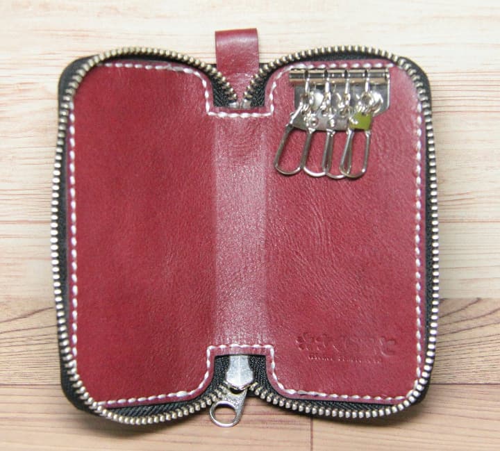 ラウンドファスナーキーケース　～　竹入物語　～　　本革　竹使用