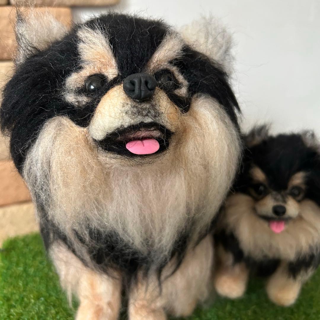 羊毛フェルト　ブラックタンポメラニアン　BTS テテ　ヨンタン風