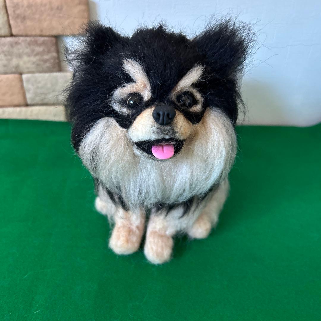 羊毛フェルト　ブラックタンポメラニアン　BTS テテ　ヨンタン風