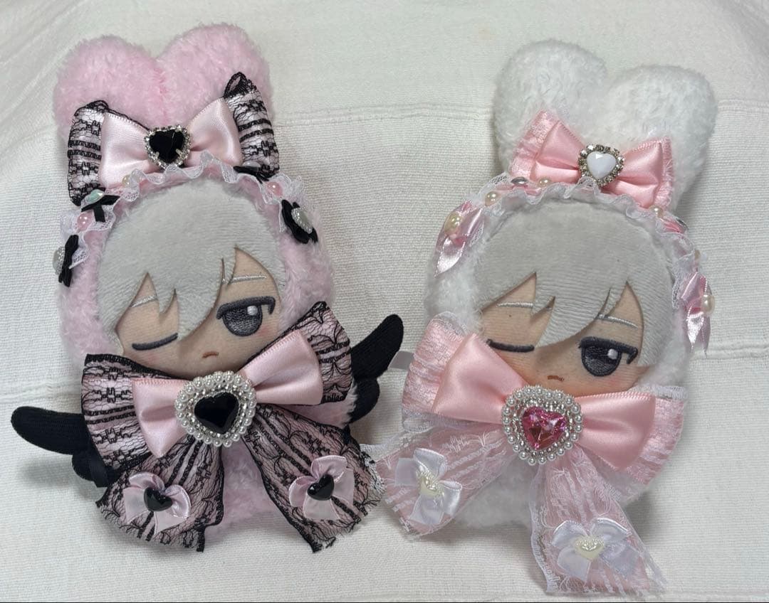 ちびぐるみ　ぬい服　11cm　うさ耳　２着セット　ピンク