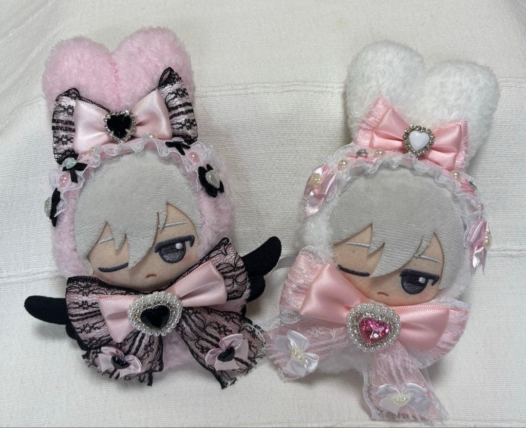 ちびぐるみ　ぬい服　11cm　うさ耳　２着セット　ピンク