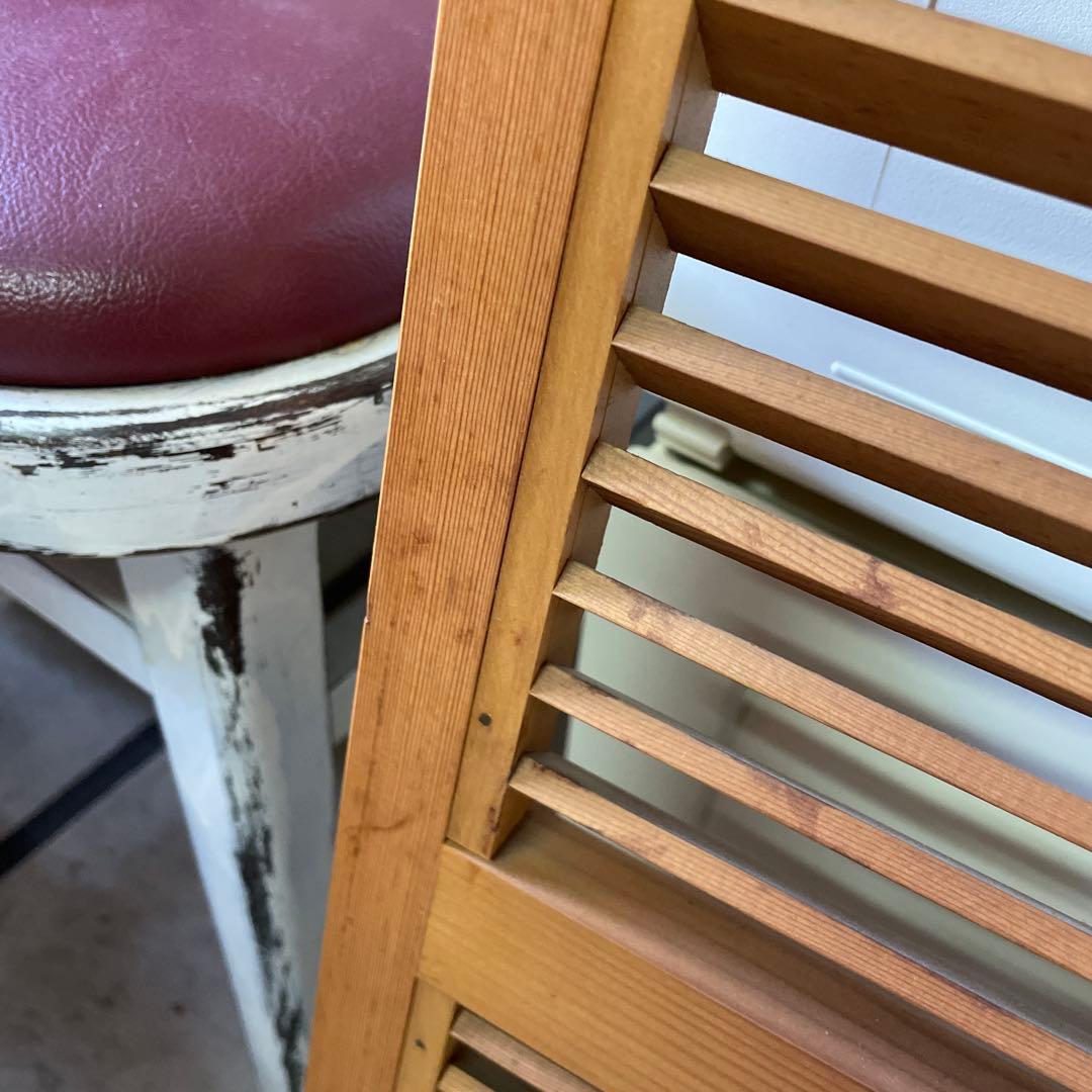 ヴィンテージ ウッドドア ミラー 両開き扉式 壁掛け 鏡 姿見 蚤の市 ルーバー