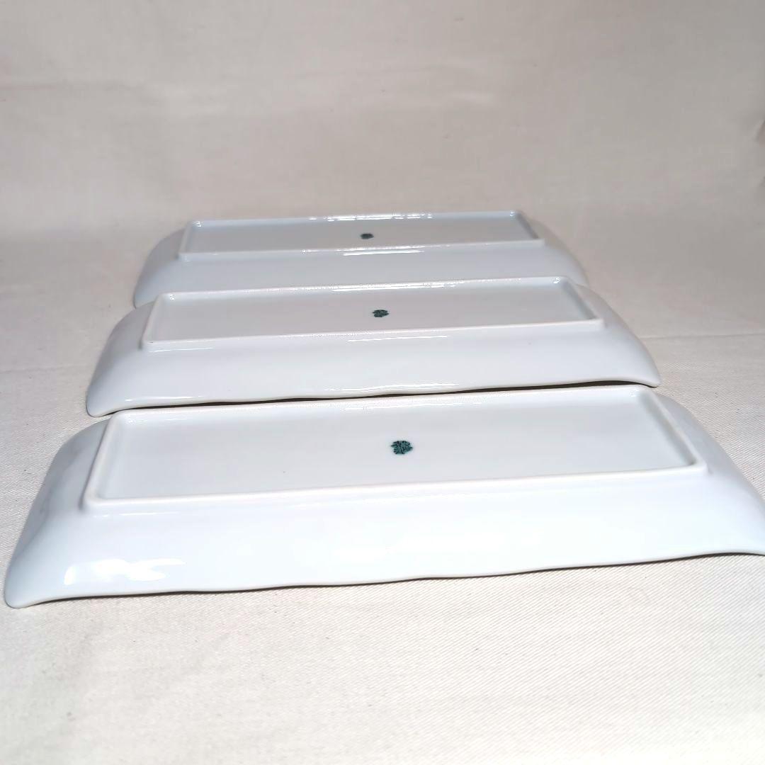 九谷焼 青郊窯 長皿 長角皿 3客揃 山雀 新品未使用