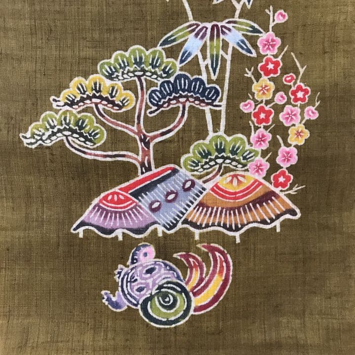 手染め紅型　タペストリー