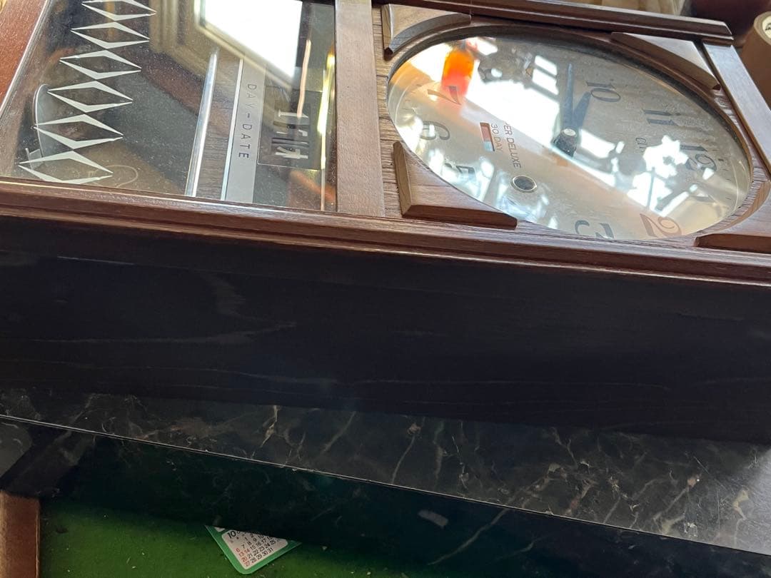 シチズン日付時計、ケヤキレトロ柱時計、ゼンマイ振り子時計、ケヤキの高級柱時計