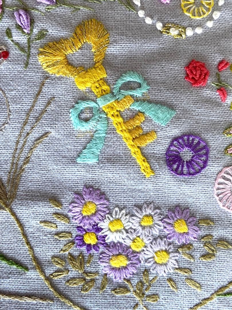 手刺繍ハンドメイドミニトート　　タブレットが入る大きさ