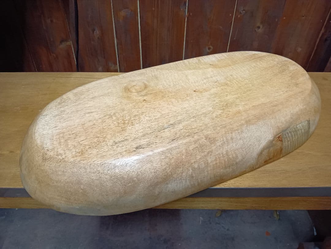 希少　1960's　オールドチーク　無垢材　ウッドカービング　バスケット　トレイ