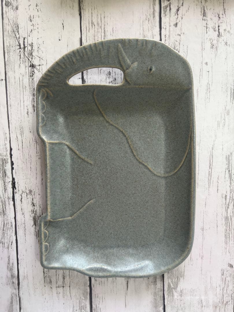 ぞう型 グレープレート大皿 26cm 2枚 陶器 カフェ風 オシャレ