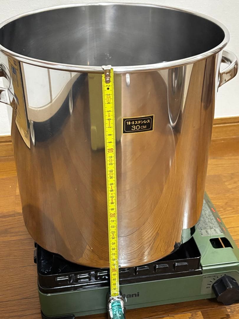 中古　18.8ステンレス製　20L寸胴鍋 蓋付き