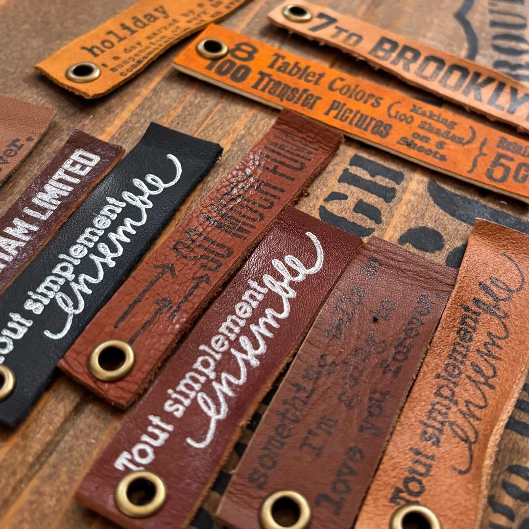 ビンテージ革タグレザータグ　ハトメ付き長タグ10本　ハンドメイド素材580