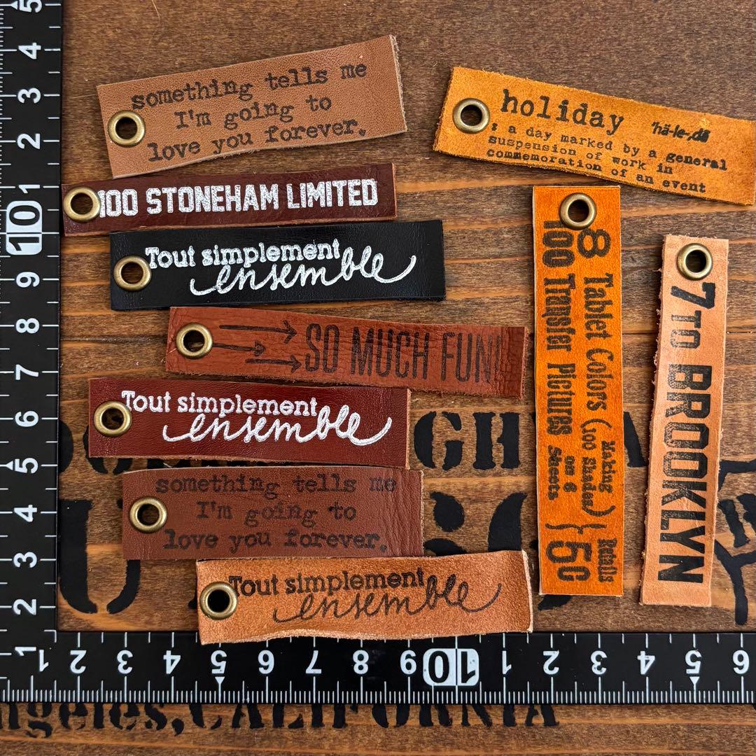 ビンテージ革タグレザータグ　ハトメ付き長タグ10本　ハンドメイド素材580