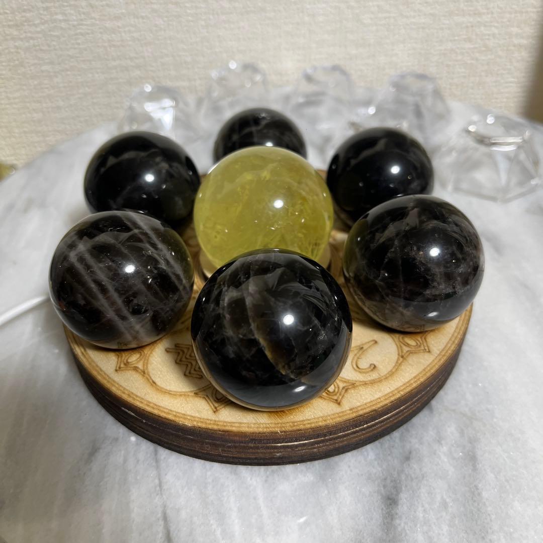 【セット販売】スフィア（モリオン　シトリン）　七星陣　光るUSB台座つき