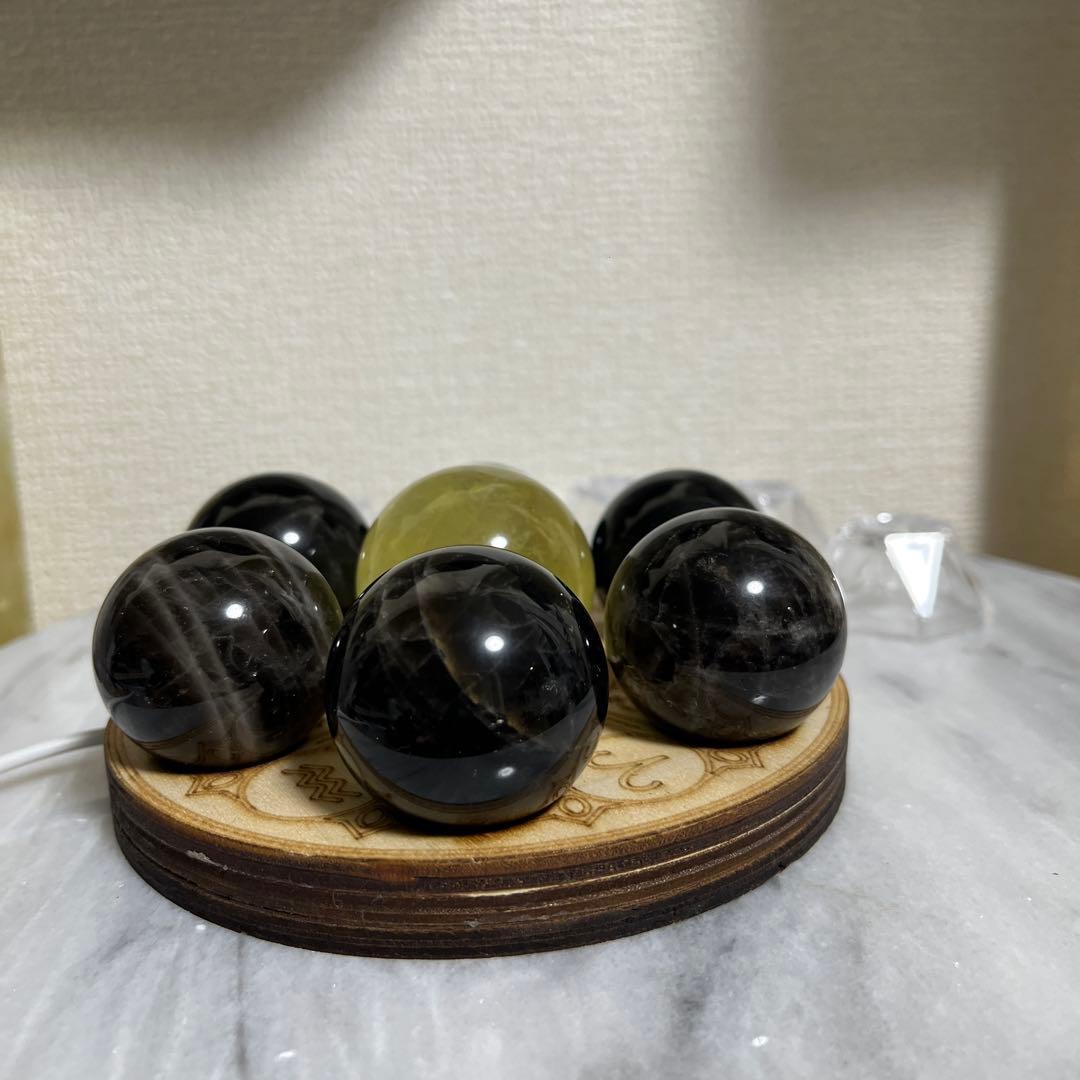 【セット販売】スフィア（モリオン　シトリン）　七星陣　光るUSB台座つき