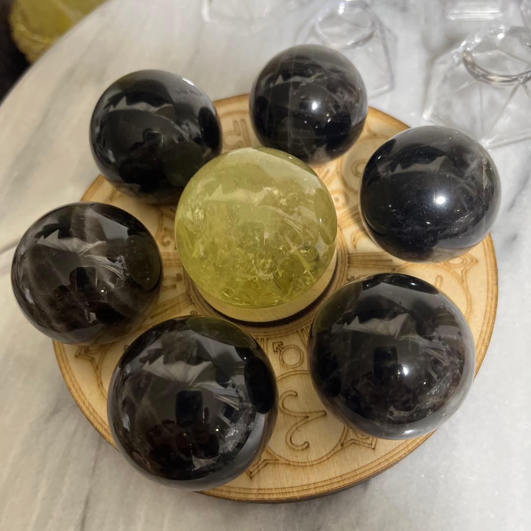 【セット販売】スフィア（モリオン　シトリン）　七星陣　光るUSB台座つき