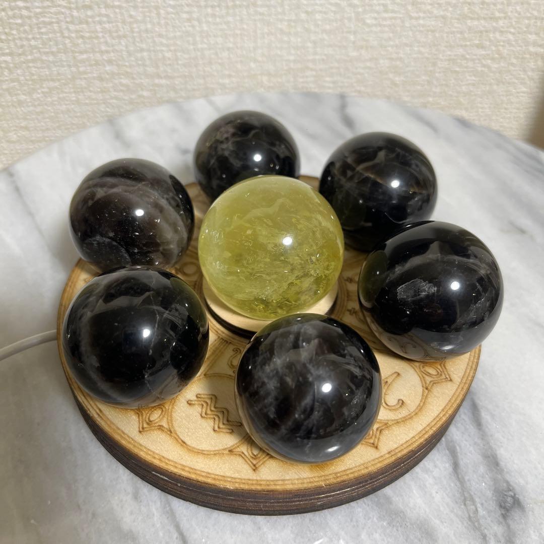 【セット販売】スフィア（モリオン　シトリン）　七星陣　光るUSB台座つき