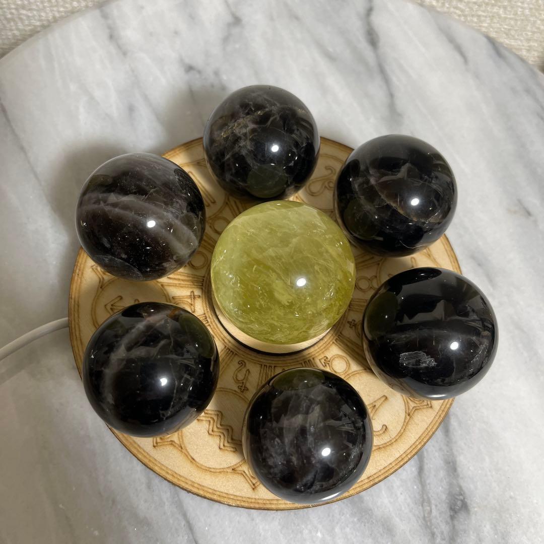 【セット販売】スフィア（モリオン　シトリン）　七星陣　光るUSB台座つき