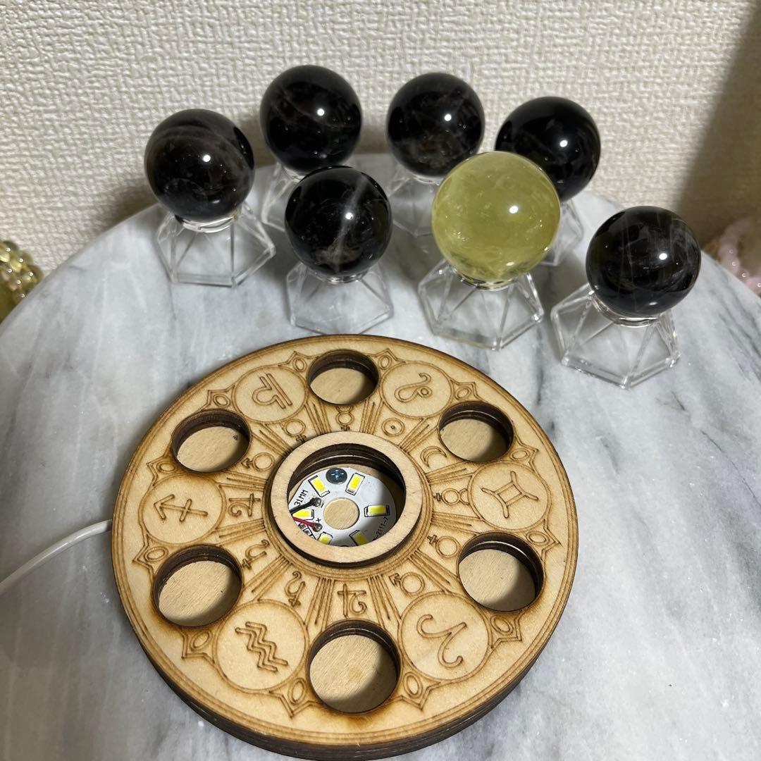 【セット販売】スフィア（モリオン　シトリン）　七星陣　光るUSB台座つき