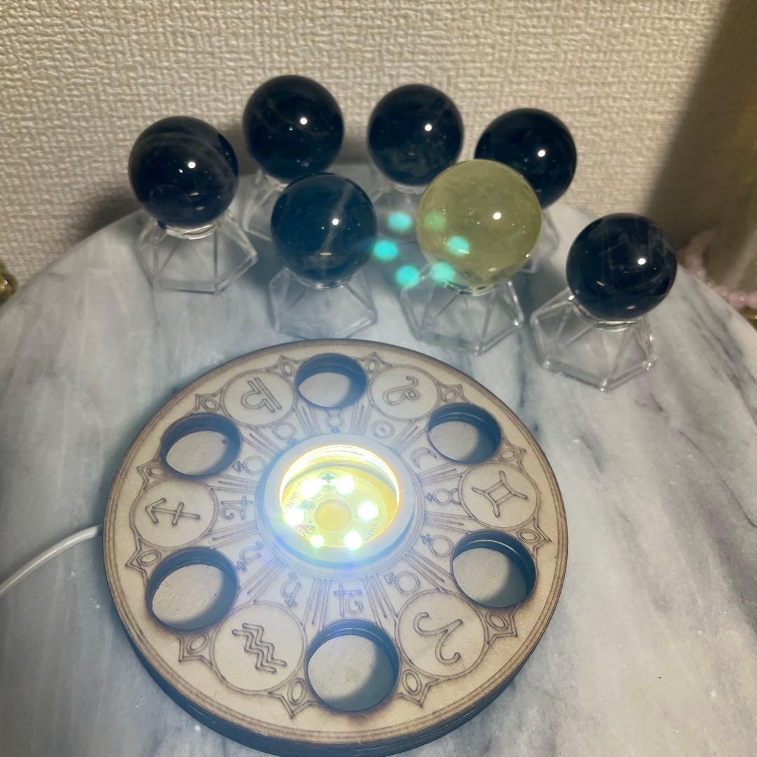 【セット販売】スフィア（モリオン　シトリン）　七星陣　光るUSB台座つき