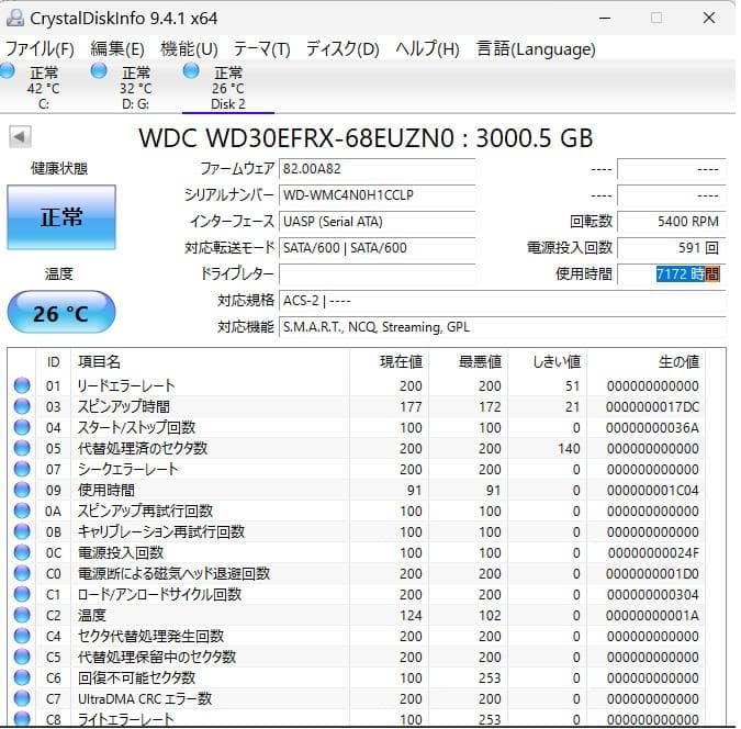 WESTERN DIGITAL 3.5内蔵HDD 3TB AVコマンド対応 ⑧