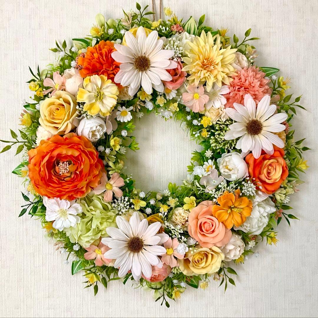 フラワーリース　母の日　母の日リース　春リース　ラナンキュラスリース　42㎝