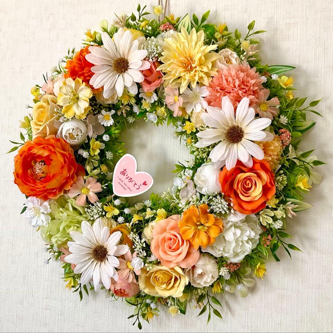 フラワーリース　母の日　母の日リース　春リース　ラナンキュラスリース　42㎝