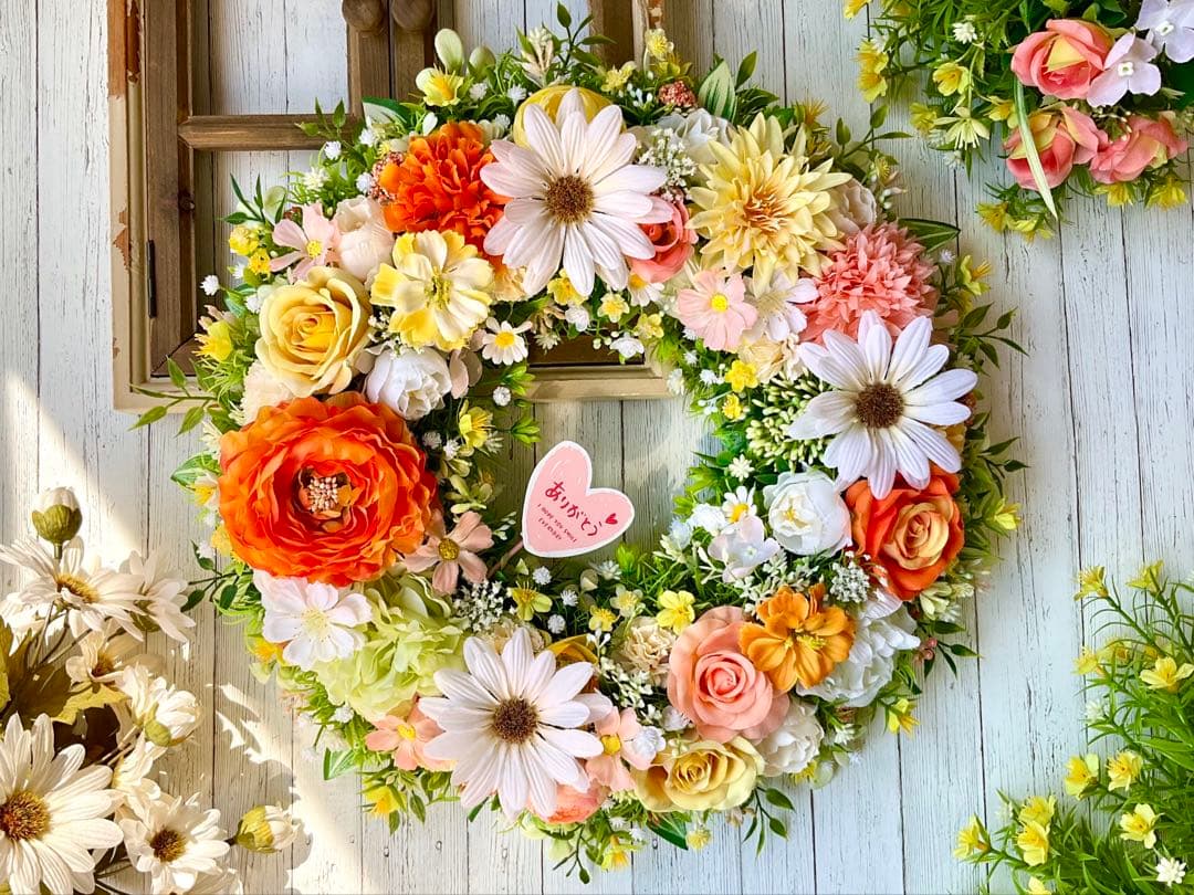 フラワーリース　母の日　母の日リース　春リース　ラナンキュラスリース　42㎝