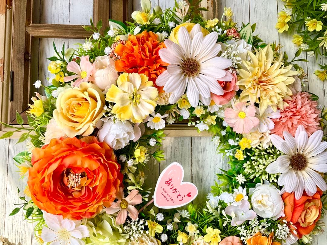 フラワーリース　母の日　母の日リース　春リース　ラナンキュラスリース　42㎝