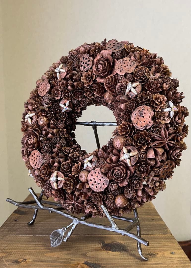【ハンドメイド】木の実リース26センチ