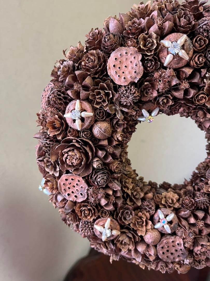 【ハンドメイド】木の実リース26センチ