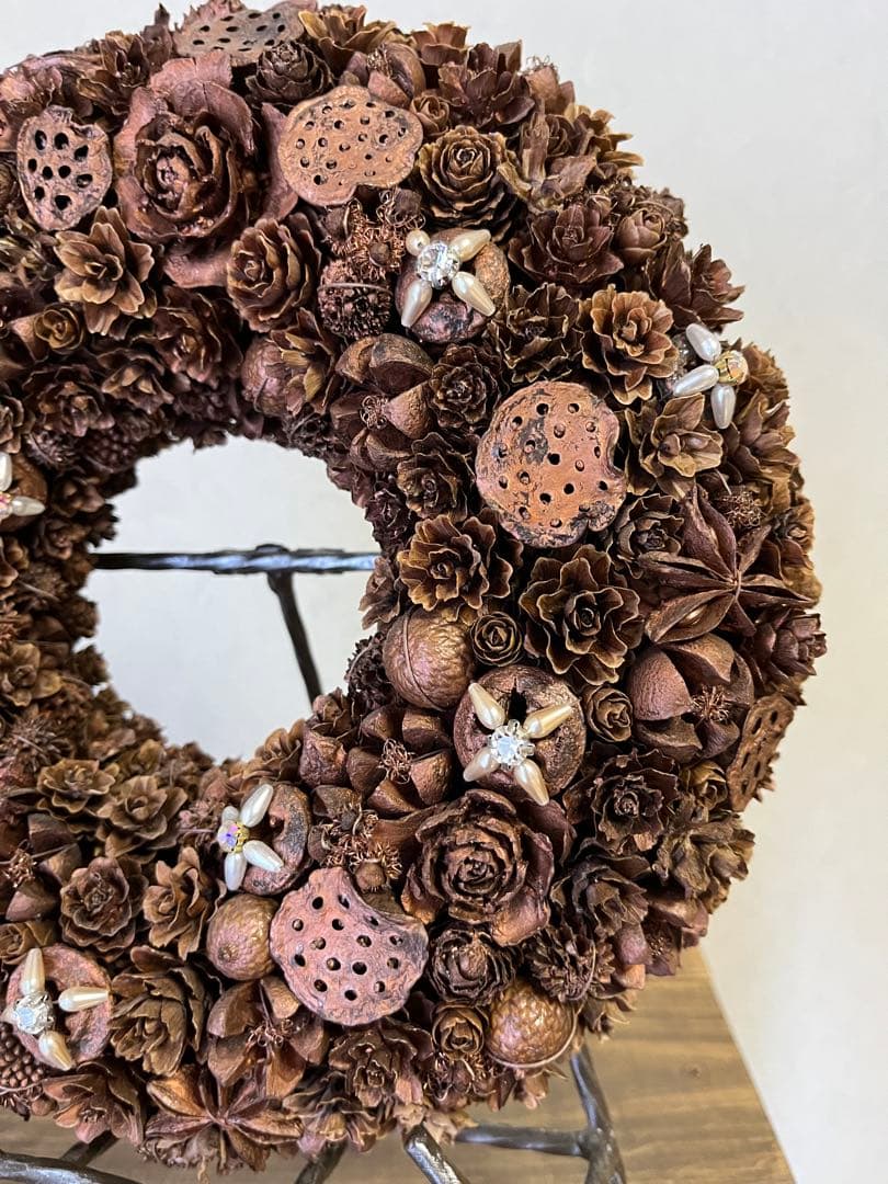 【ハンドメイド】木の実リース26センチ