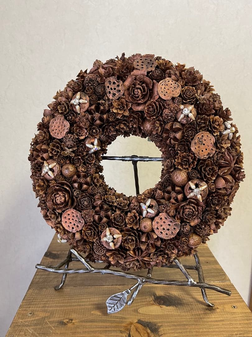 【ハンドメイド】木の実リース26センチ