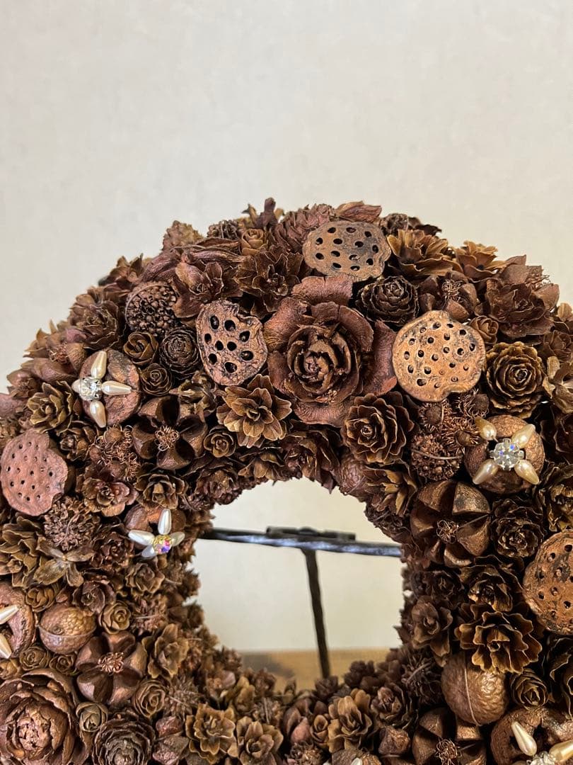 【ハンドメイド】木の実リース26センチ