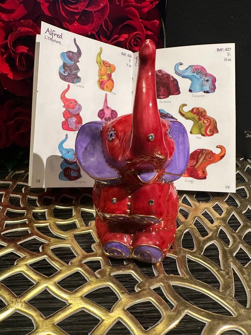 ソワジックSoizick リモージュ焼　ハンドペイント　お洒落な象　Alfred