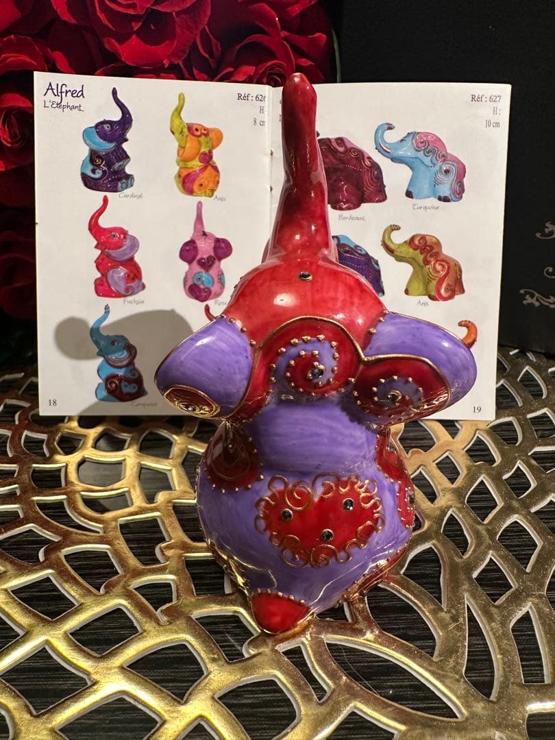 ソワジックSoizick リモージュ焼　ハンドペイント　お洒落な象　Alfred