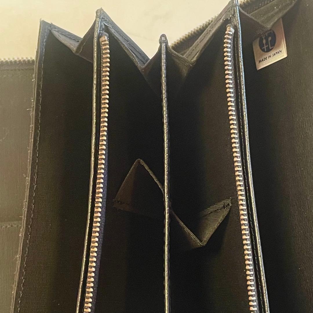 豊岡工房⭐︎牛革 お薬手帳 マルチケース 多機能 財布 ブラック　日本製