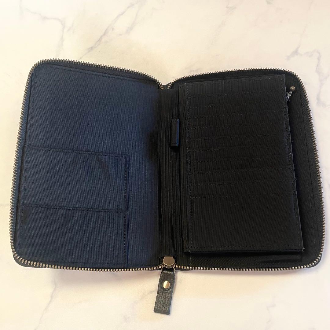 豊岡工房⭐︎牛革 お薬手帳 マルチケース 多機能 財布 ブラック　日本製