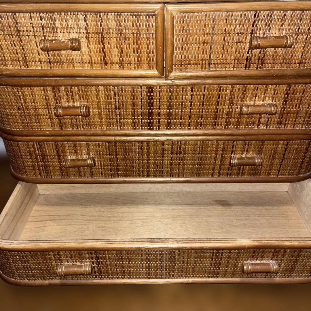 ヴィンテージラタン　籐家具 チェスト　4段引き出し タンス　ラタン