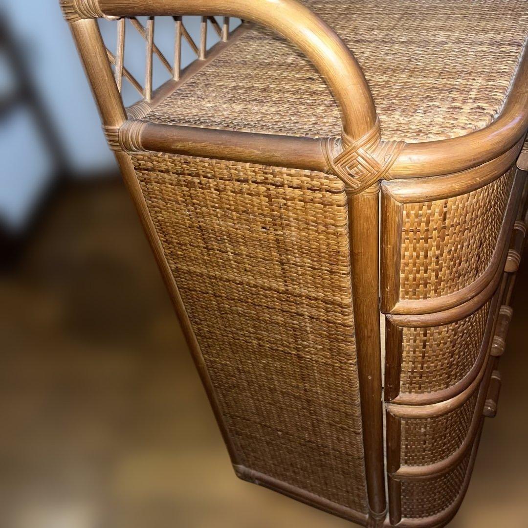 ヴィンテージラタン　籐家具 チェスト　4段引き出し タンス　ラタン