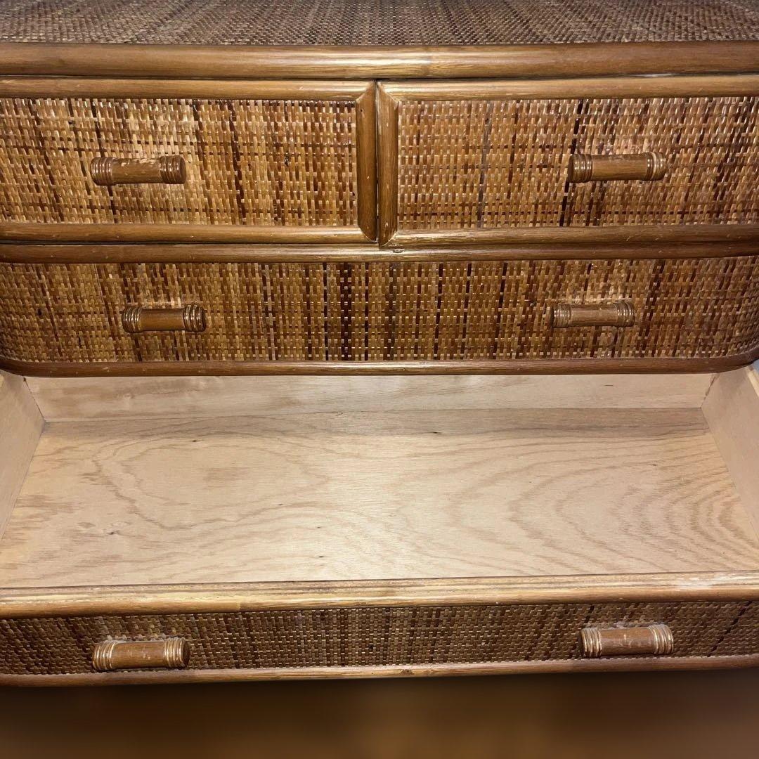 ヴィンテージラタン　籐家具 チェスト　4段引き出し タンス　ラタン