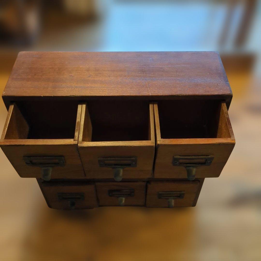 木製ヴィンテージ風小物収納 9引き出し