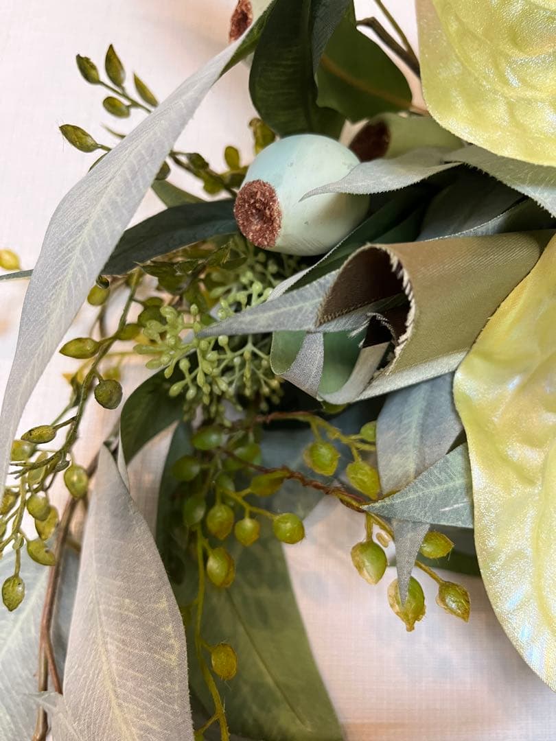 ハンドメイドメイドアーティフィシャルフラワーサマー　アンスリーム馬蹄形リース31