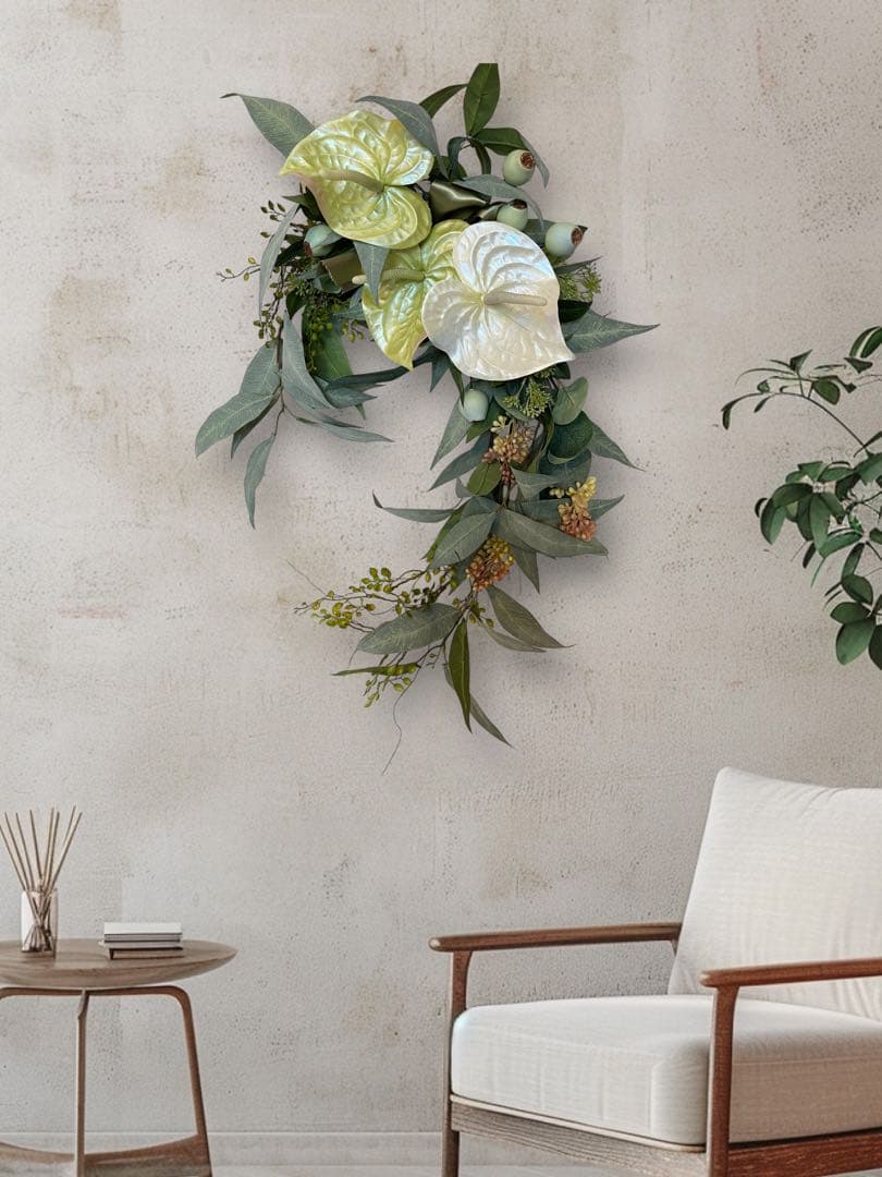 ハンドメイドメイドアーティフィシャルフラワーサマー　アンスリーム馬蹄形リース31