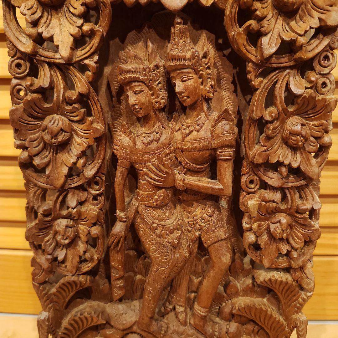バリ島　彫刻　木彫り　レリーフ　ラーマ　シータ